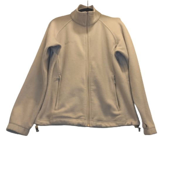 Free Gift! 🌹 COLUMBIA Jacket Womens Full Zip Off White Fleece Jacket Size Small - Picture 3 of 10